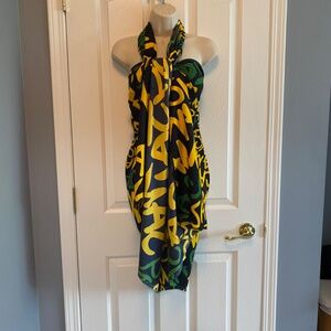 BUY 2 ITEMS & GET 1 FREE - Celebrate Jamaica Sarong Black Green & Gold - NWOT